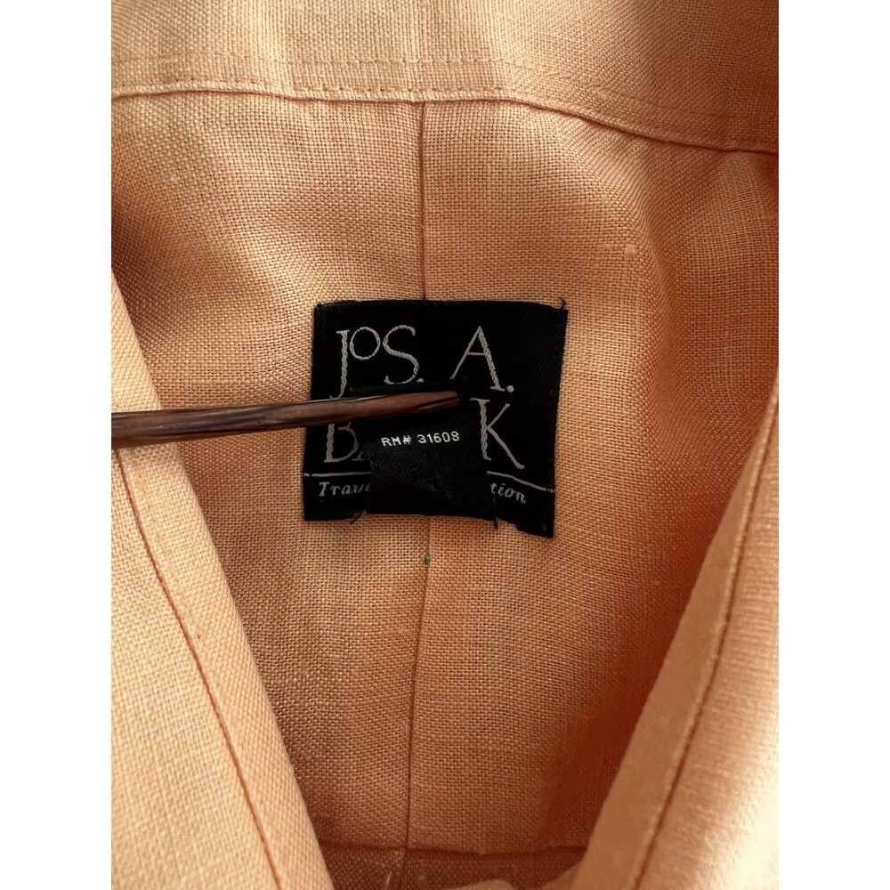 Jos A Bank Travelers Collection 100% Linen Short Sleeve Button Up Orange Large - Picture 5 of 9